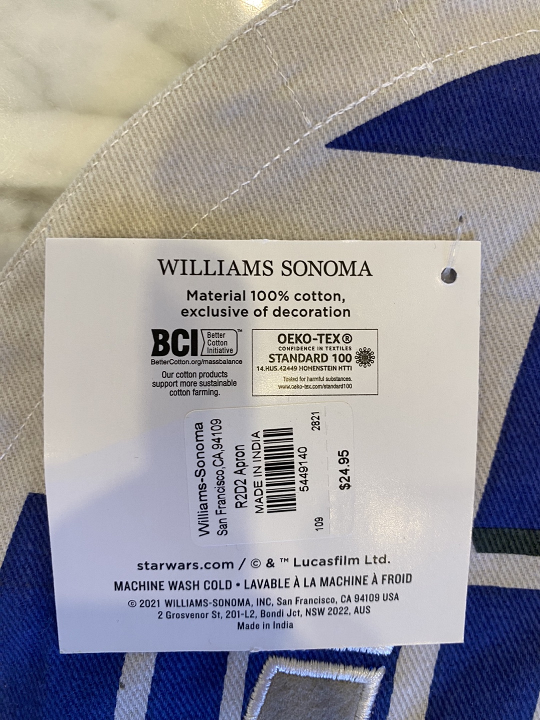 New - Williams Sonoma kids apron - Star Wars - photo 2