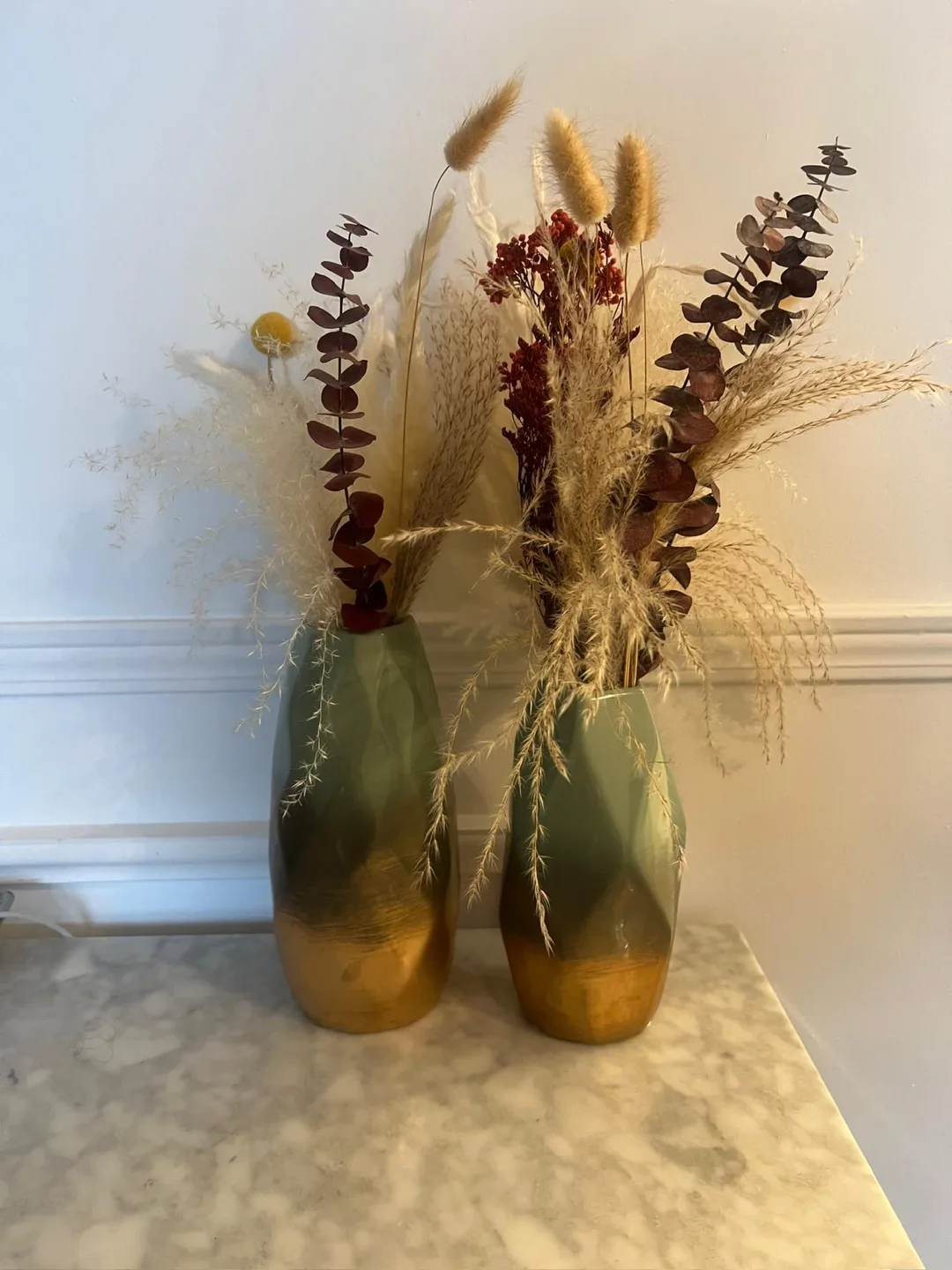 Set of 2 Green and Gold Vases #freecycle thumbnail