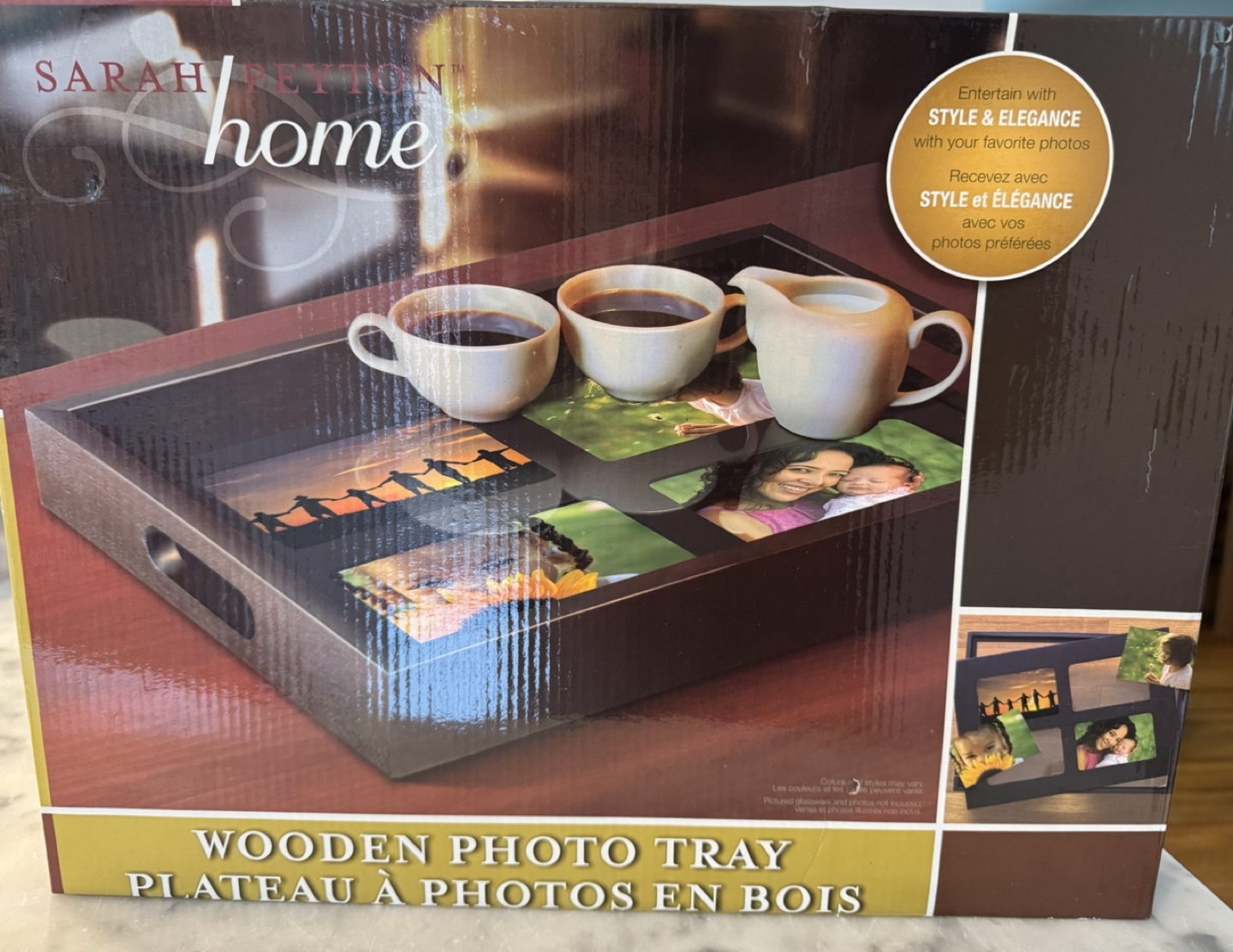 Brand New-Sarah Peyton Home Wooden Photo Tray