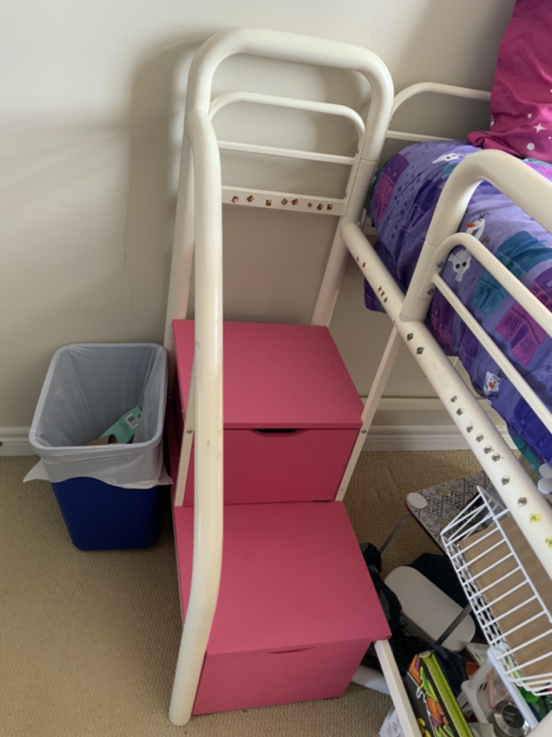 White Metal Loft Bed with Storage - photo 3