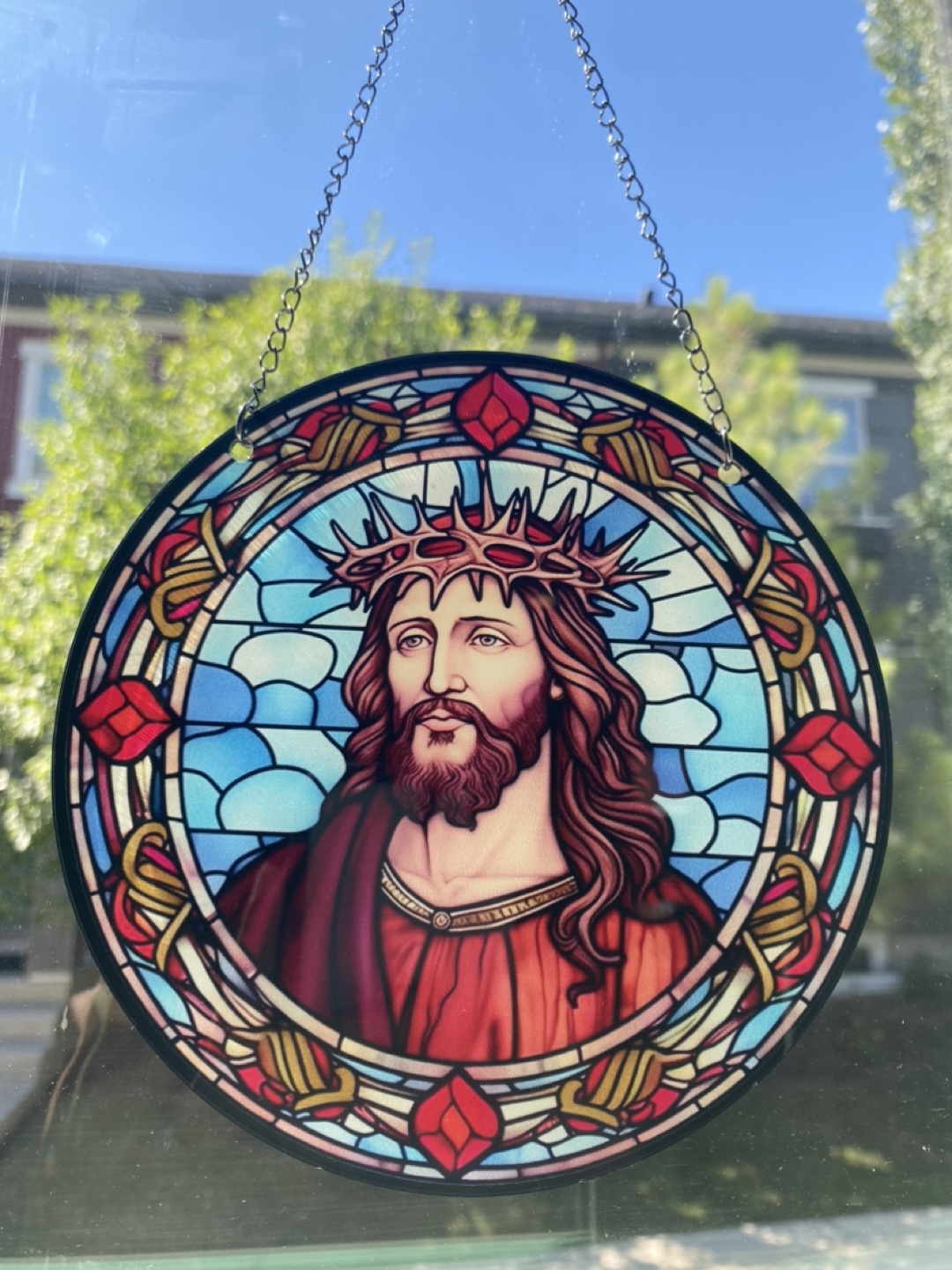 Jesus Christ with the crown of thorns Window Hanging - photo 2