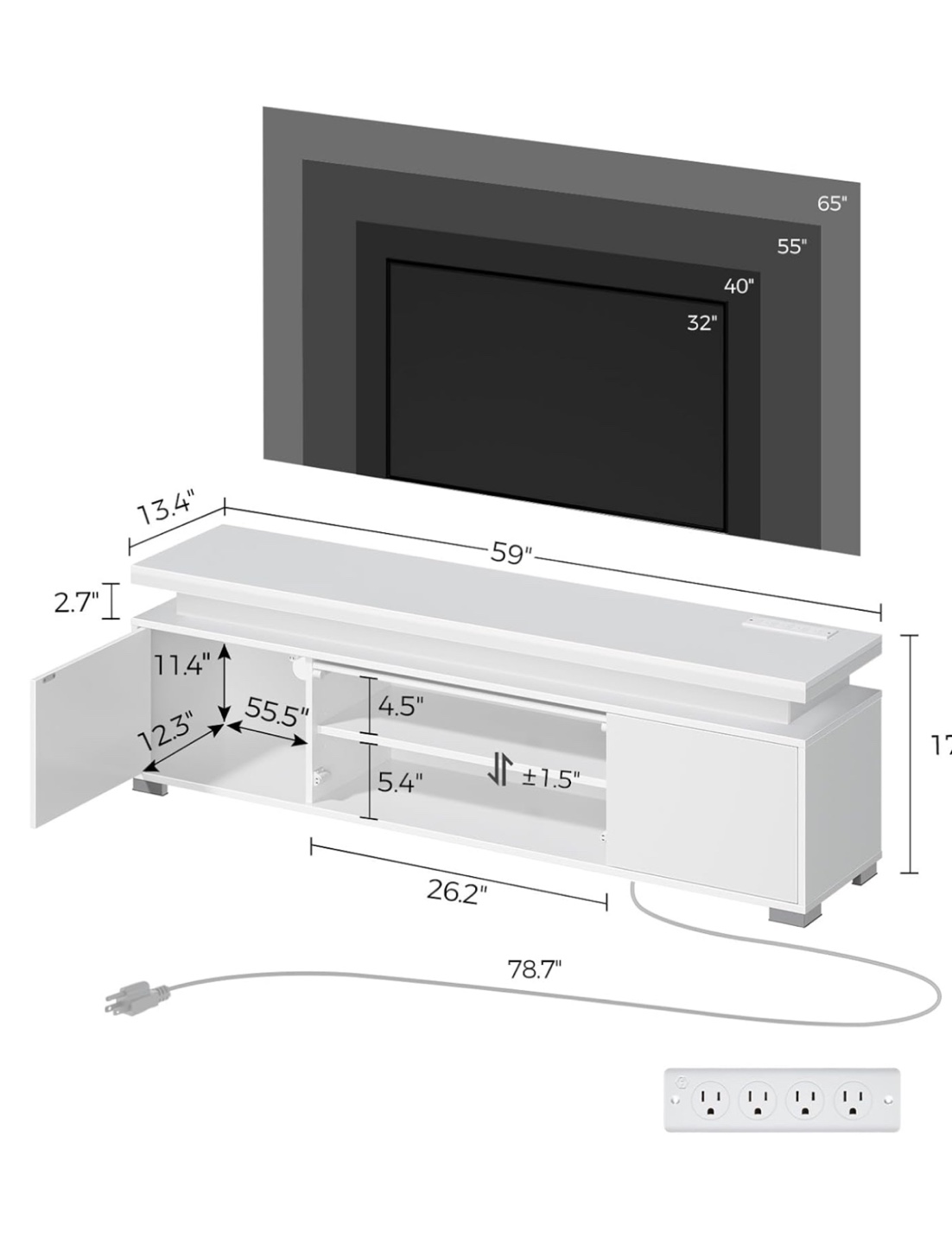 White TV Stand with LED Lights - photo 4