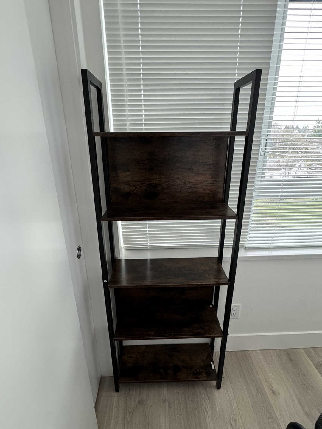 Black Metal and Wood Bookshelf