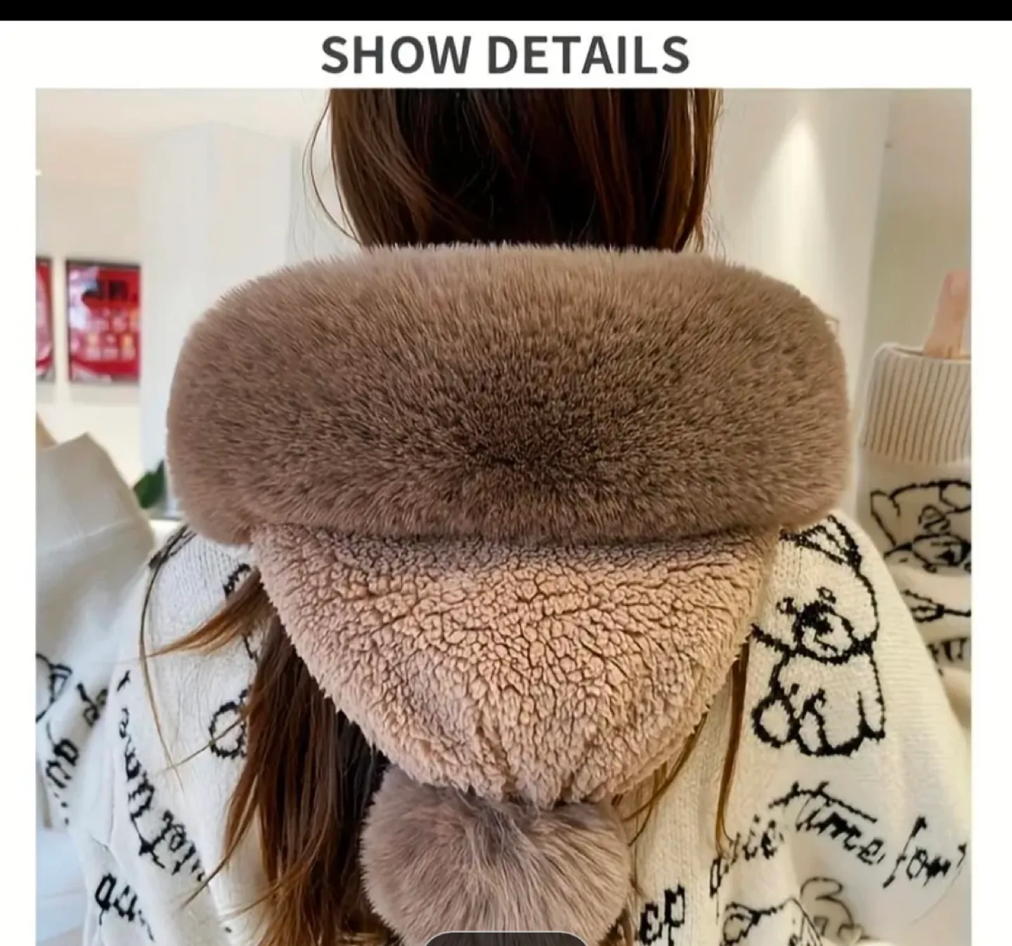 Winter Hat and Scarf Set with Faux Fur Trim image indicator(2)