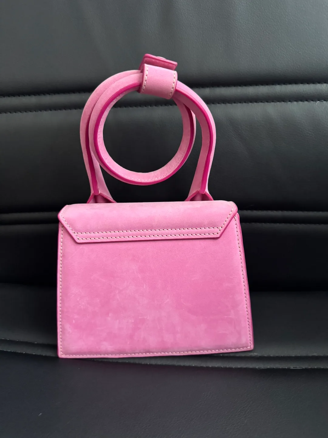 Jacquemus Pink Suede Le Chiquito Noeud Bag image indicator(5)