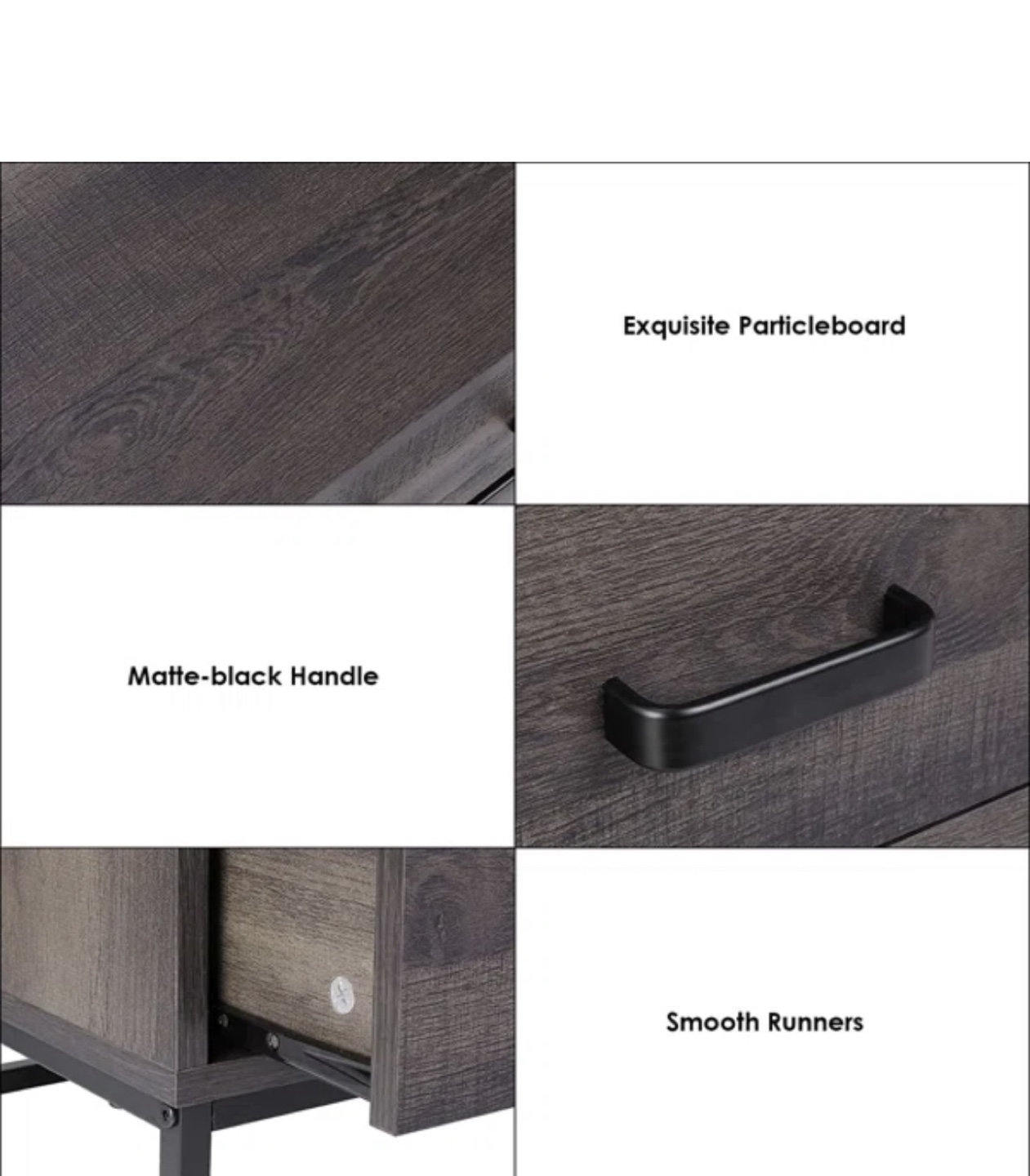 4-Drawer Chest of Drawers with Black Metal Frame - photo 3