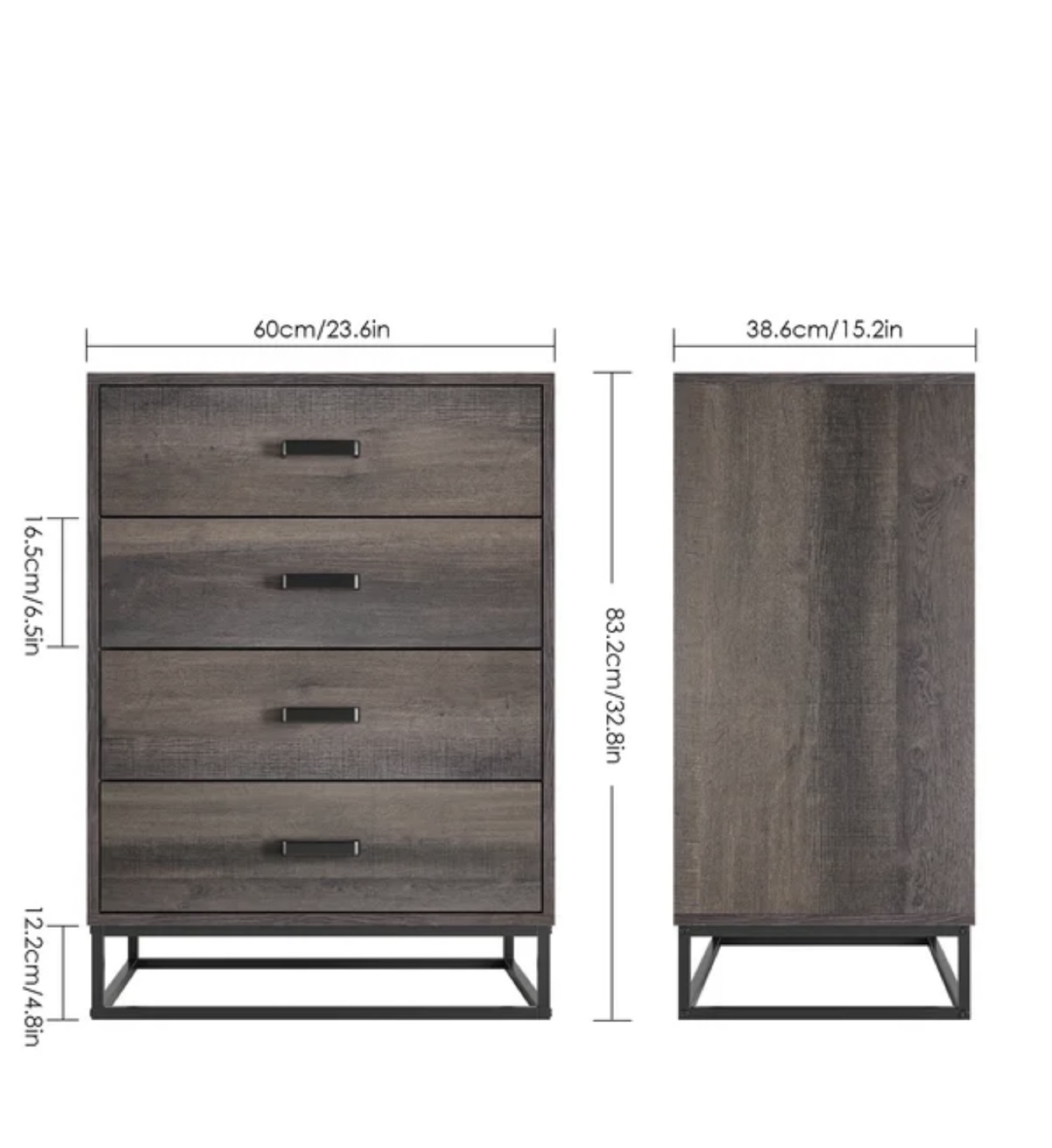 4-Drawer Chest of Drawers with Black Metal Frame - photo 2