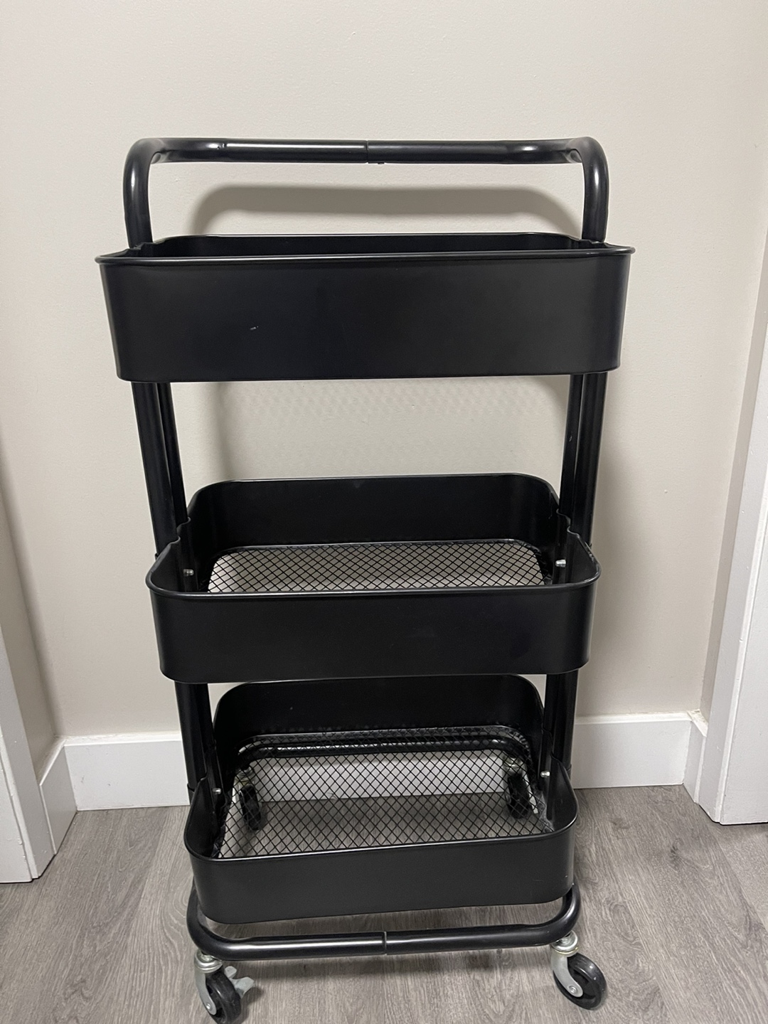 Black Three-Tier Rolling Cart