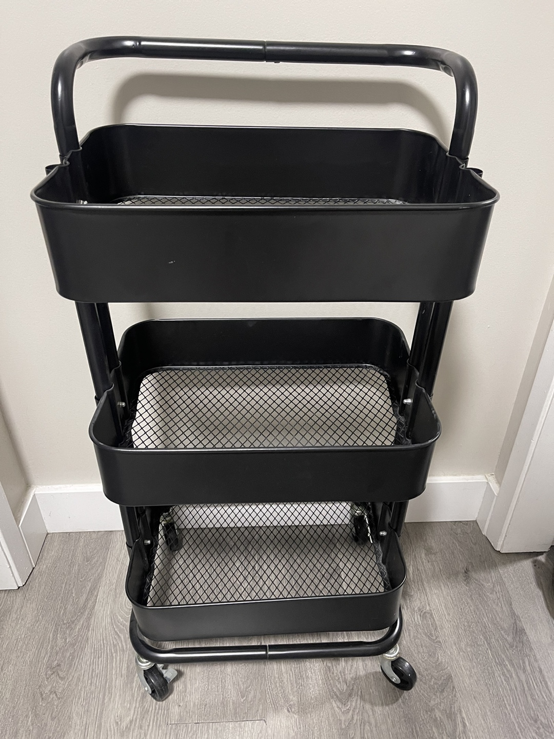 Black Three-Tier Rolling Cart - photo 2