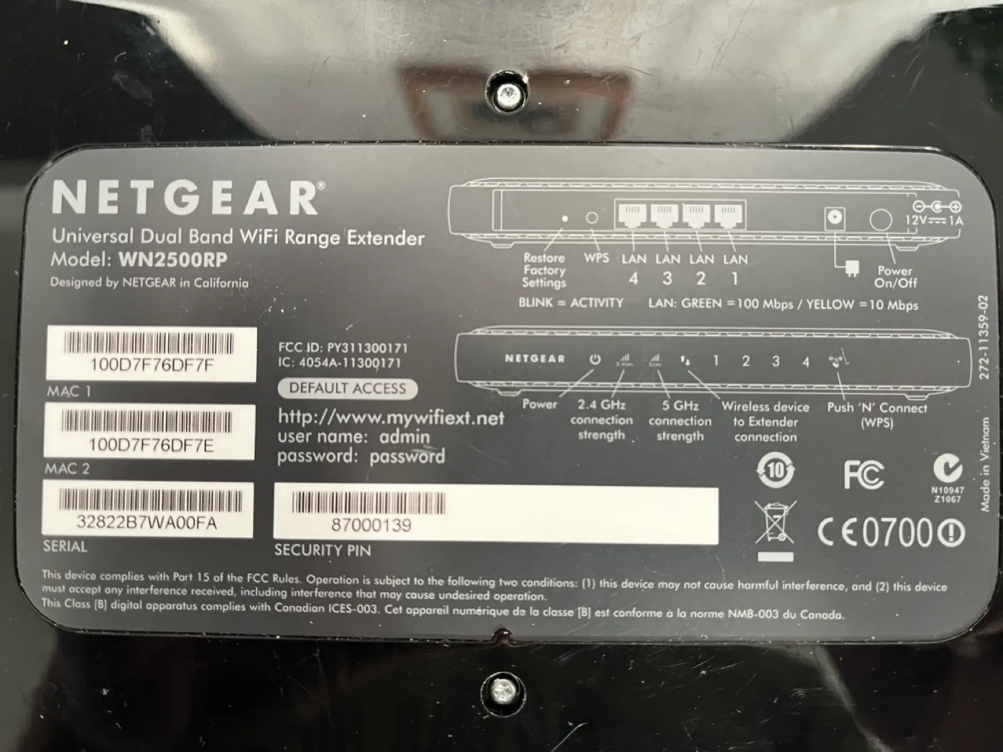 NETGEAR Universal Dual Band WiFi Range Extender WN2500RP image indicator(4)