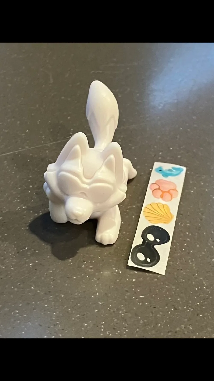 Tiny White Fox Kinder Surprise Toy With Stickers #freecycle🦊 image indicator(2)