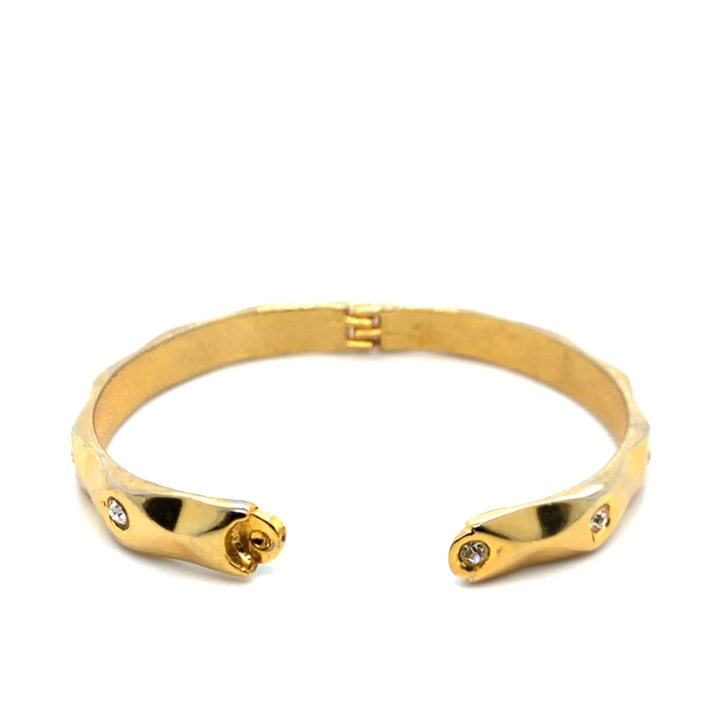 Gold Tone Hinged Bangle with Rhinestones image indicator(3)