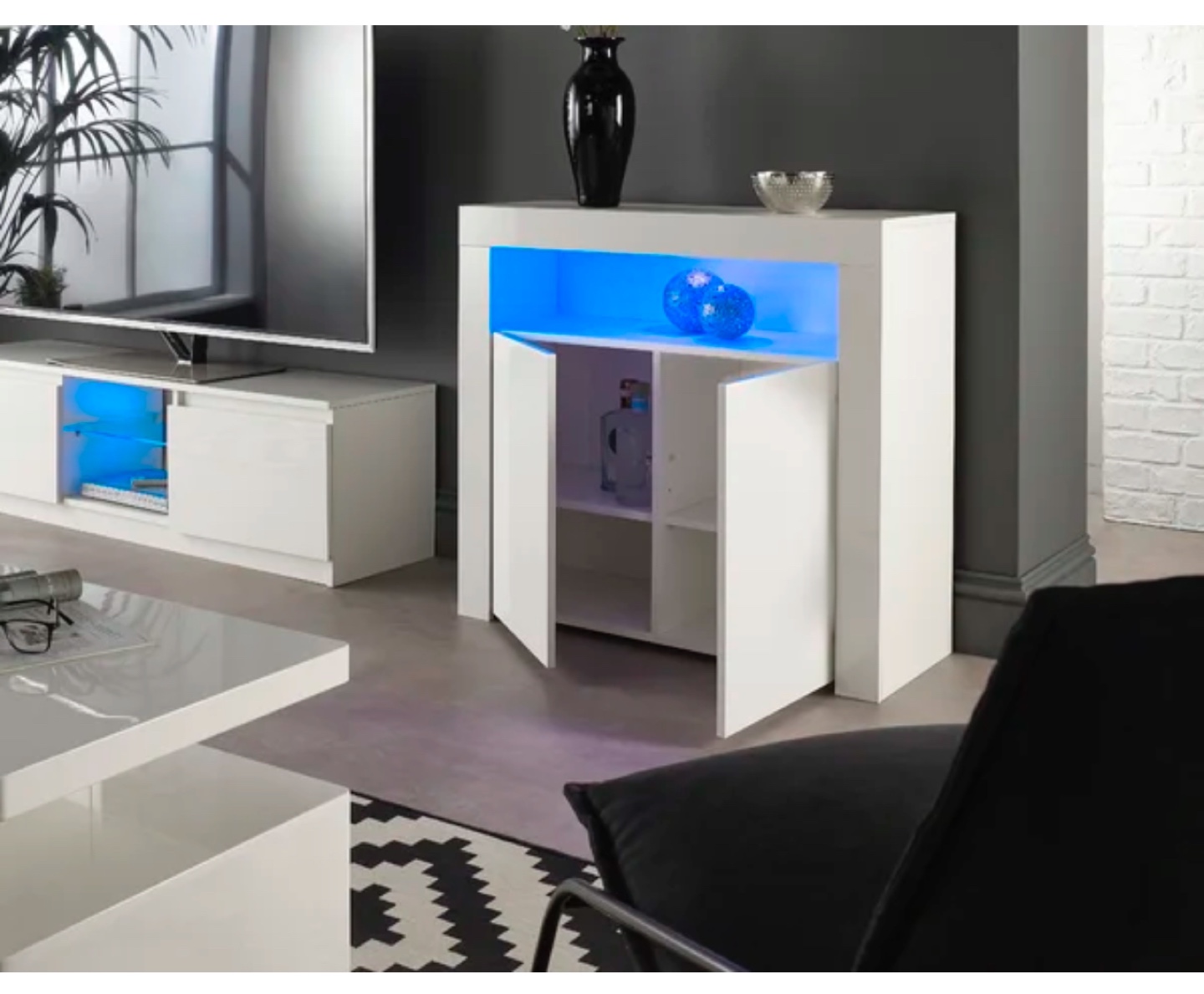 White Cabinet with LED Lights