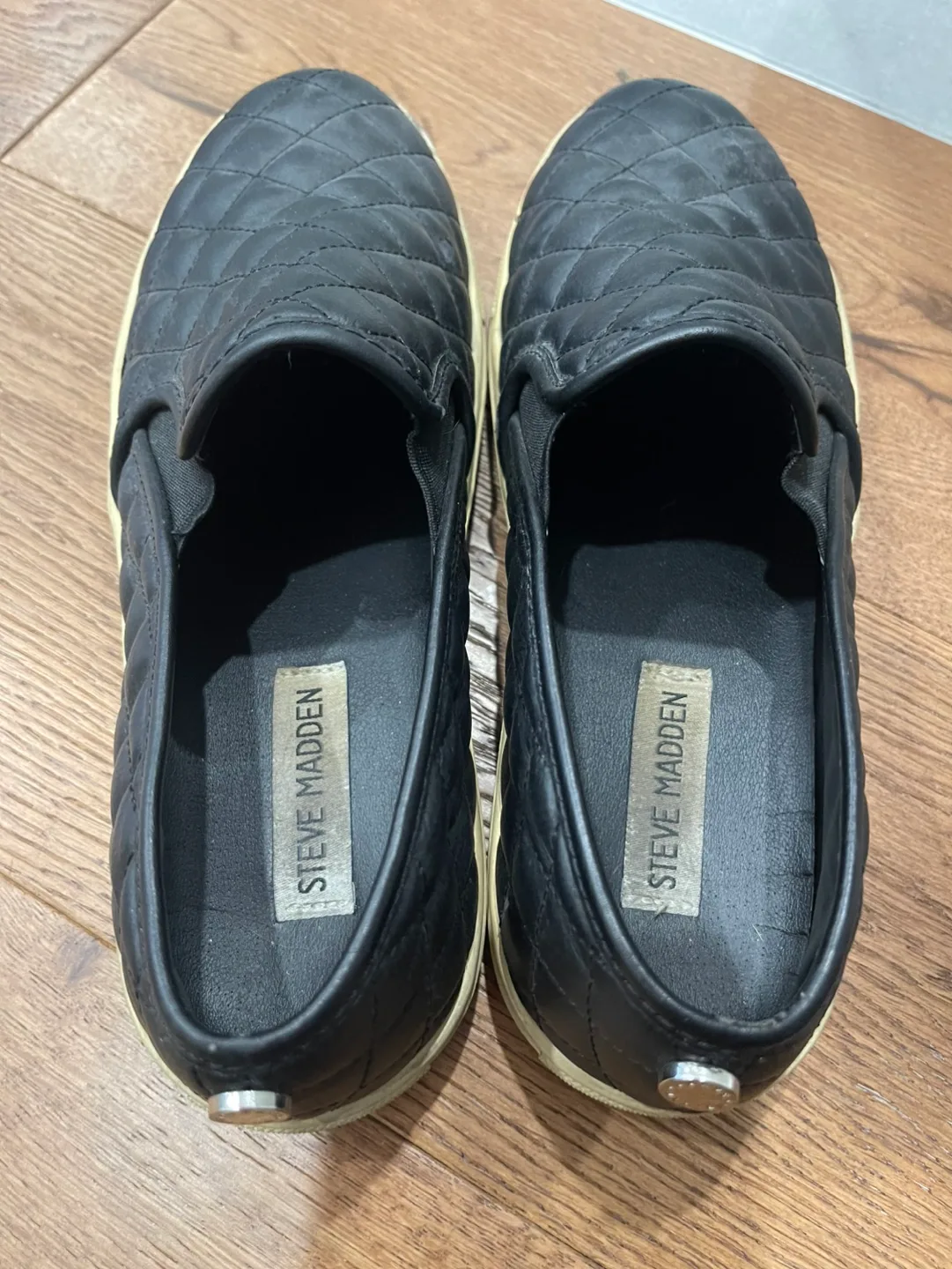 Steve Madden Black Quilted Slip-On Sneakers image indicator(2)