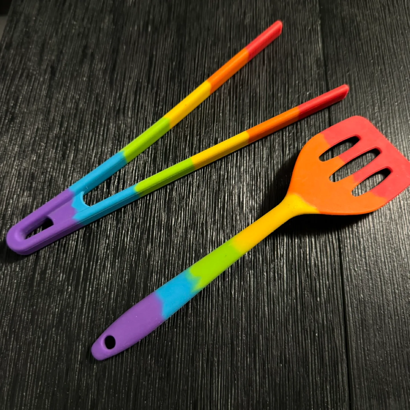 Rainbow Silicone Tongs and Spatula Set #freecycle thumbnail