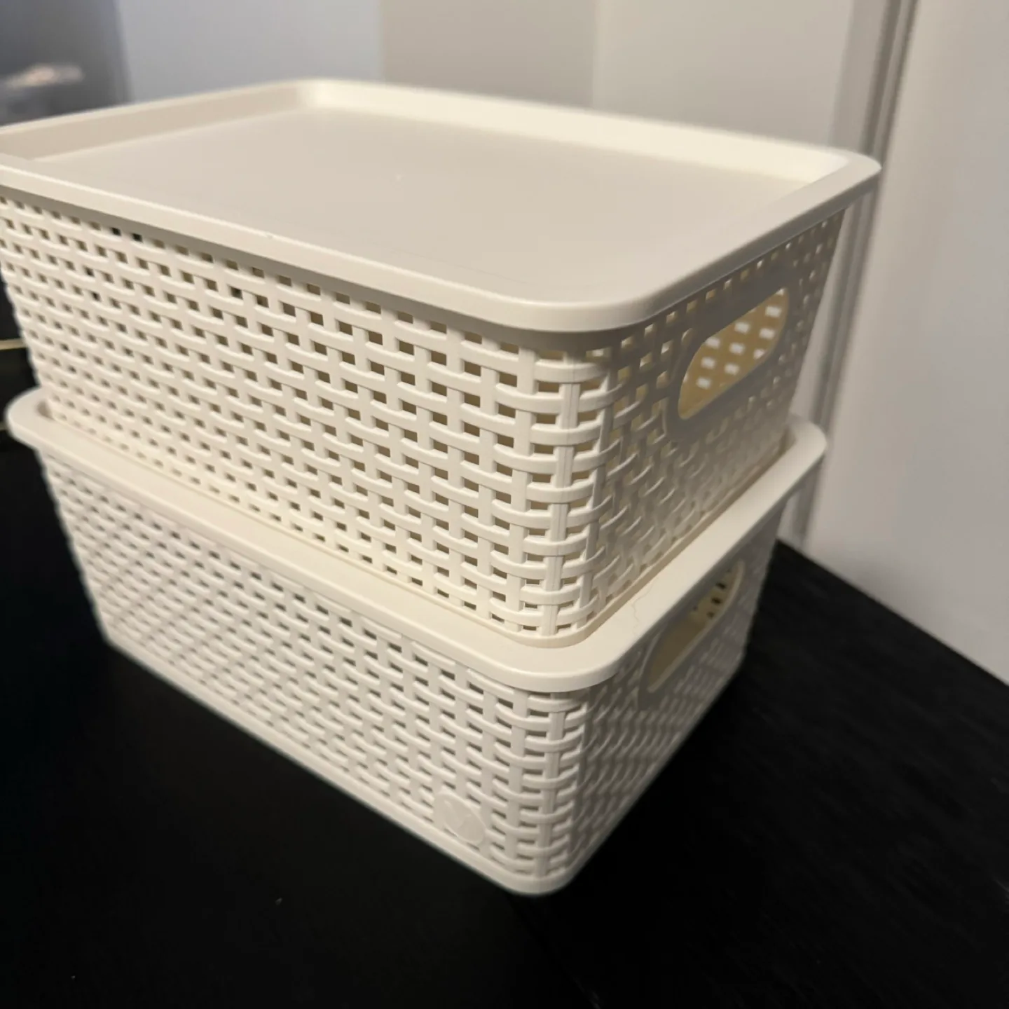 Set of 2 White Storage Bins with Lids #freecycle thumbnail