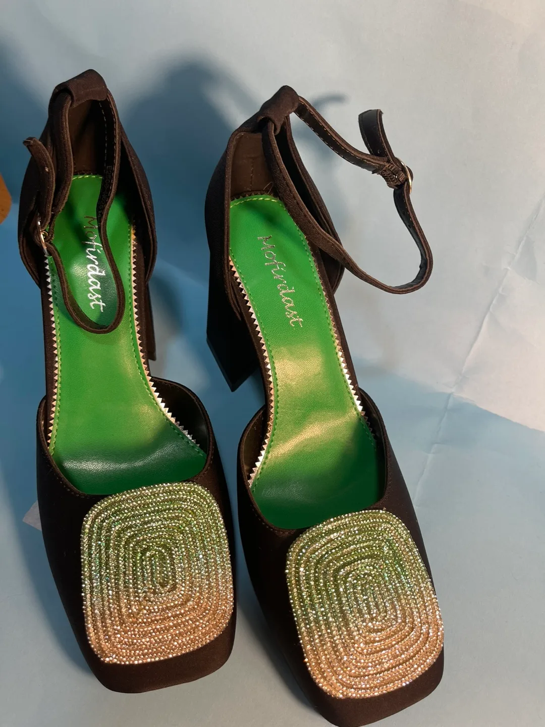 Black Ankle Strap Heels with Beaded Detail thumbnail