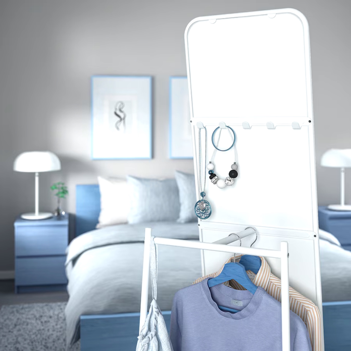 IKEA Full Length Mirror with Stand and Hooks - photo 2