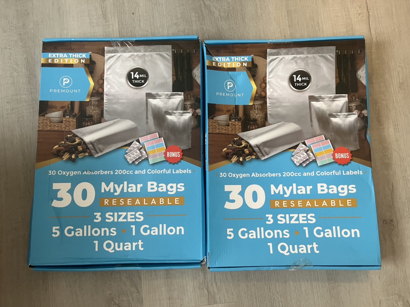 30 Pack Mylar Bags Resealable Food Storage Bags 14 Mil 30x