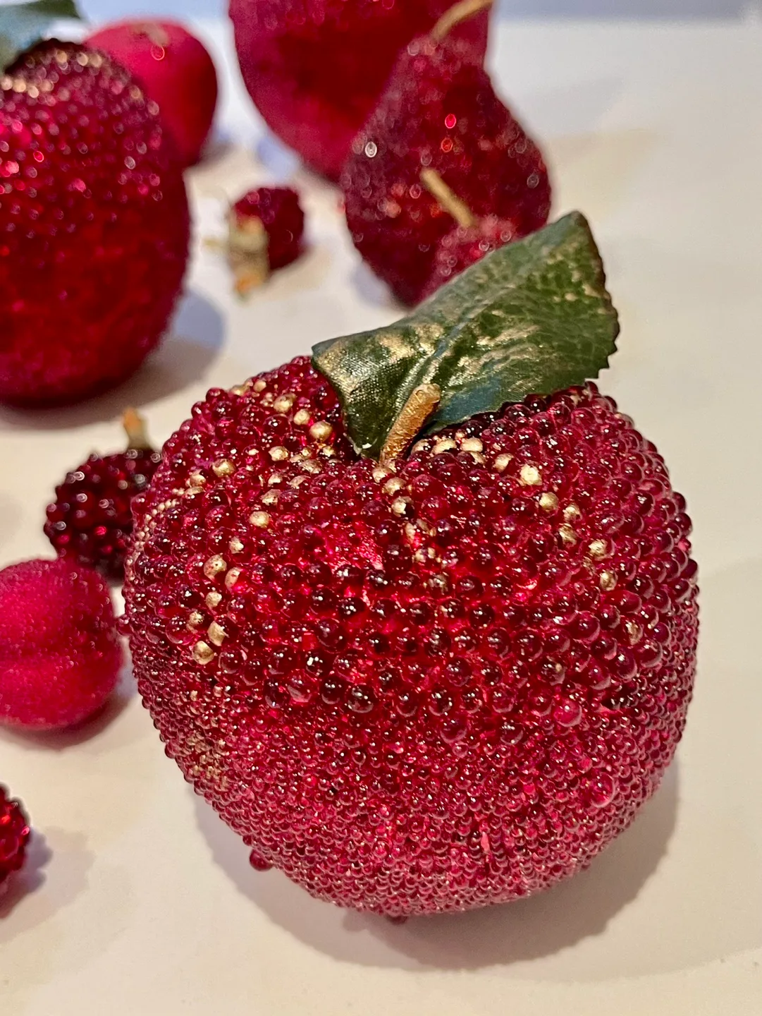 Red Beaded Fruit Decorative Vase filler image indicator(3)