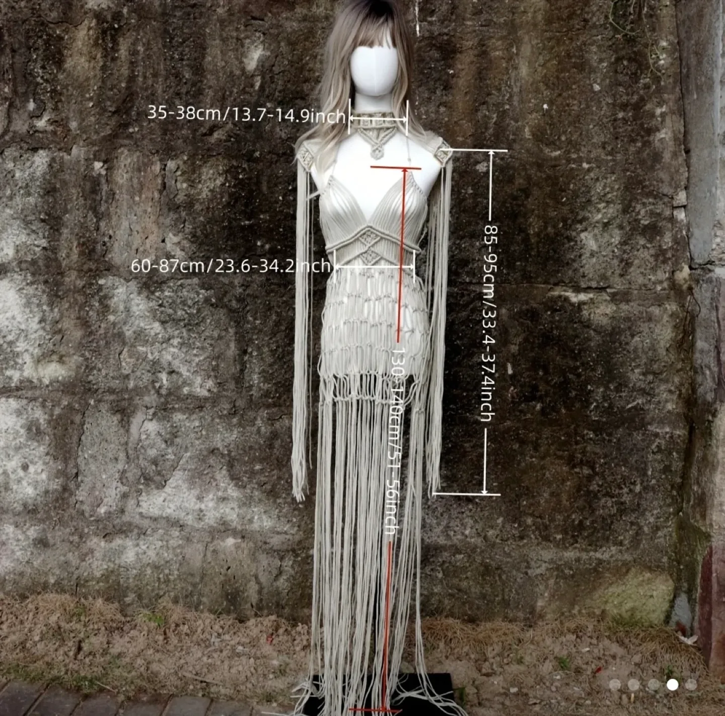 Metallic Brown Macrame Dress with Fringe image indicator(9)