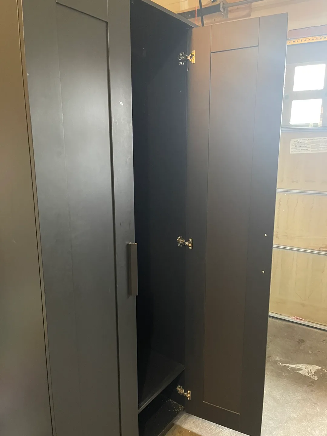 Dark Brown IKEA PAX Wardrobe with Mirror image indicator(7)