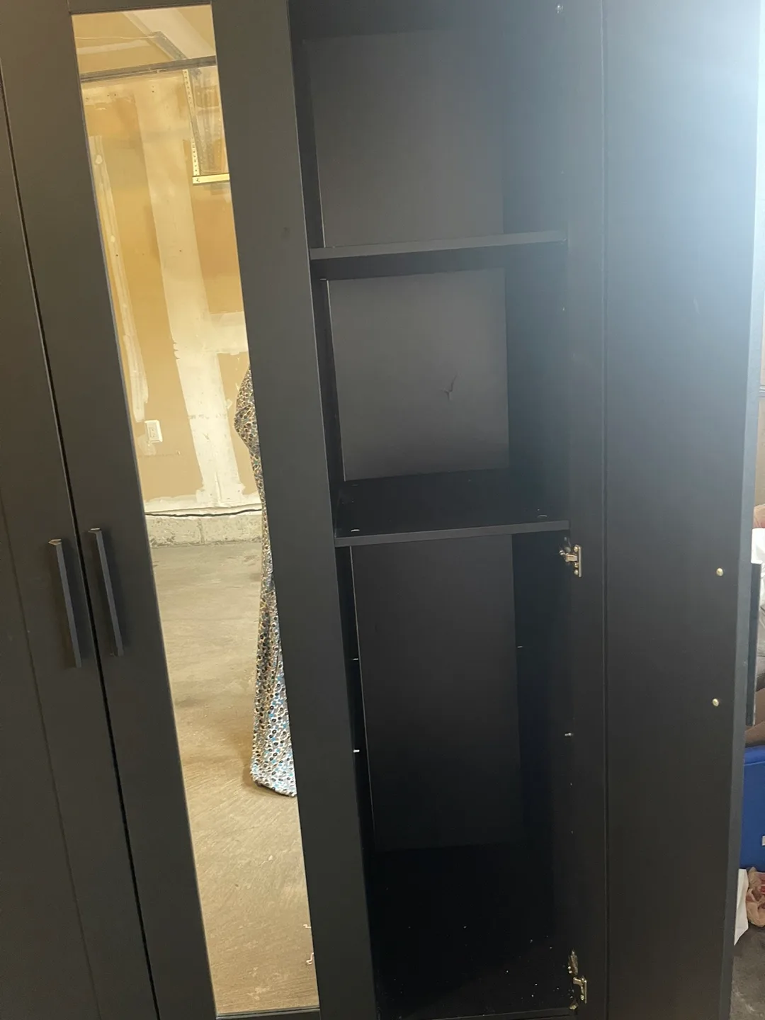 Dark Brown IKEA PAX Wardrobe with Mirror image indicator(6)