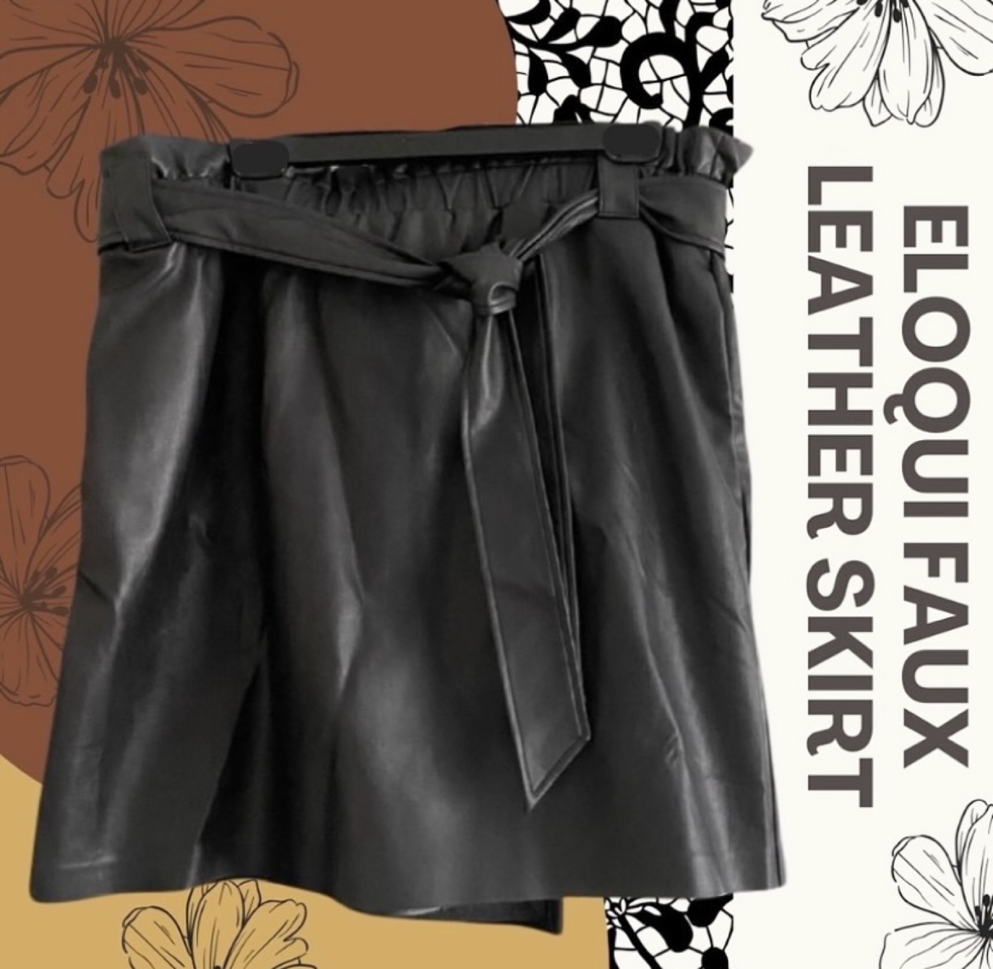 Faux Leather Skirt with Tie