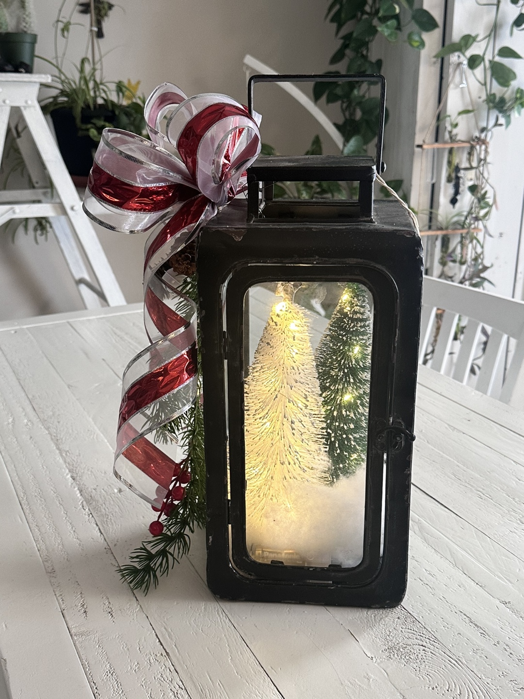 Black Metal Christmas Lantern with Lights - photo 4