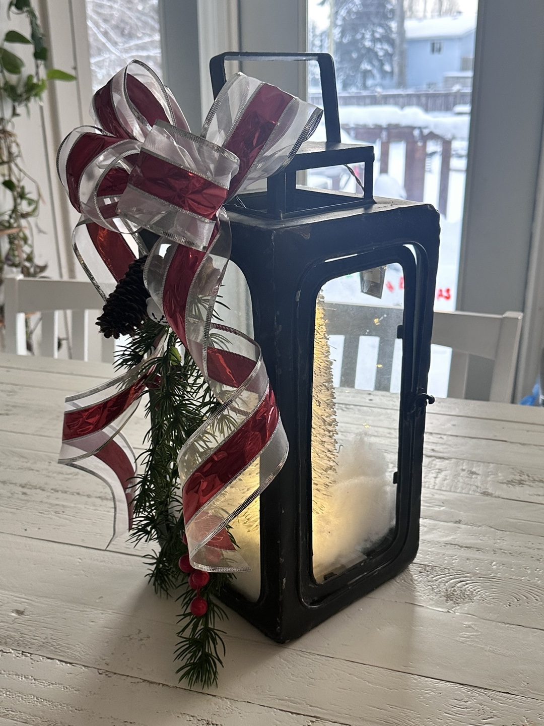 Black Metal Christmas Lantern with Lights - photo 5