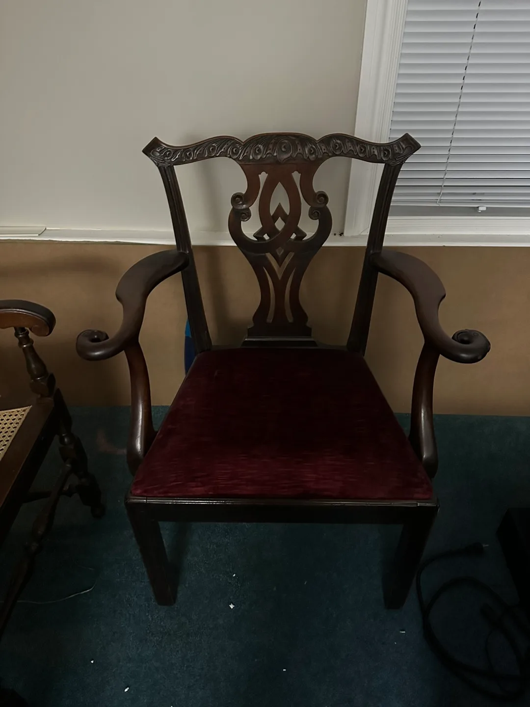 Antique Carved Wooden Armchair image indicator(2)