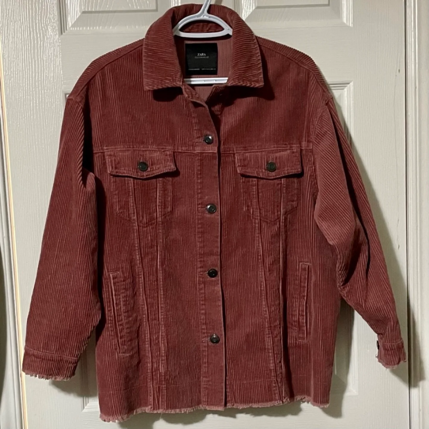 Zara Dusty Rose Pink Oversized Corduroy Jacket image indicator(3)