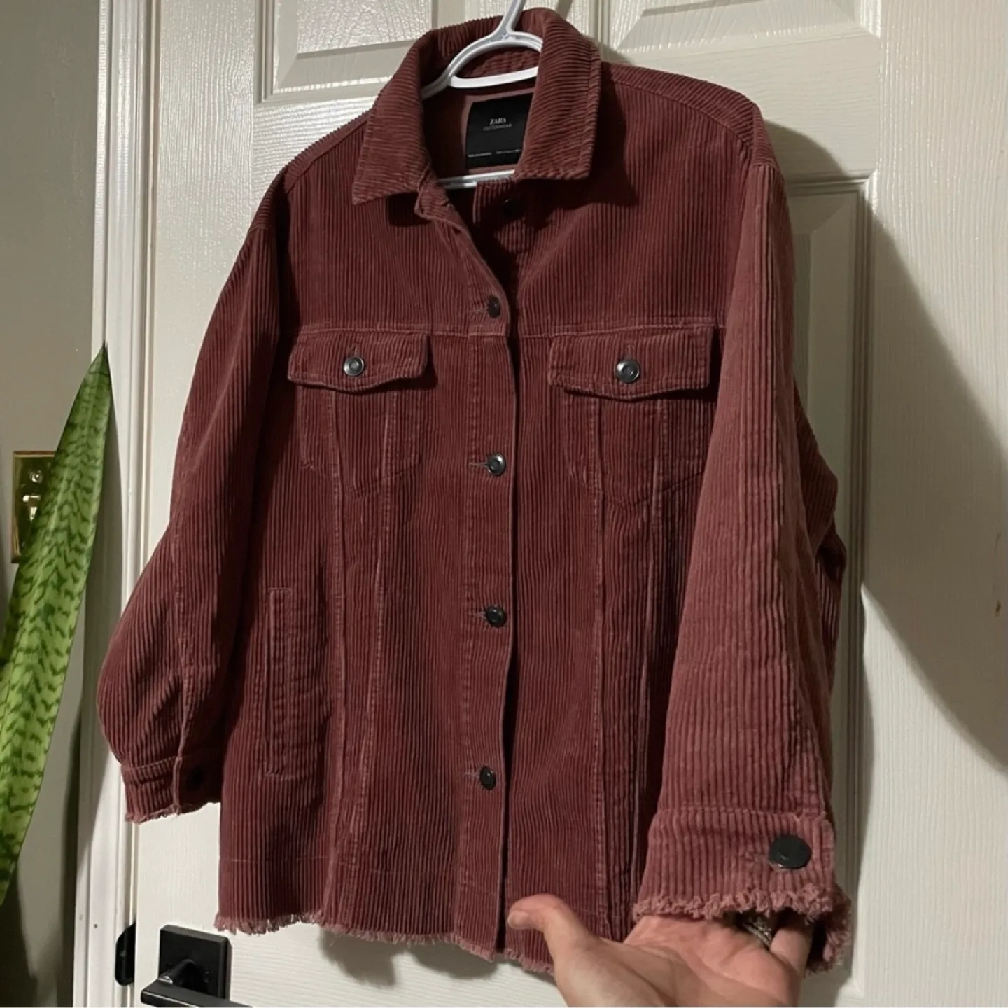 Zara Dusty Rose Pink Oversized Corduroy Jacket image indicator(6)