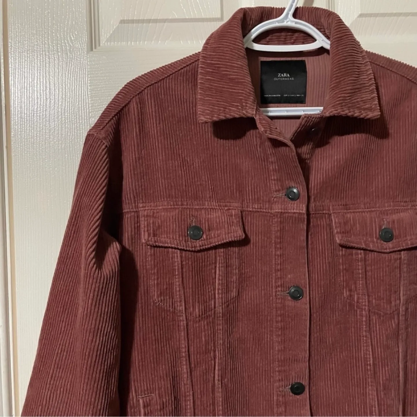 Zara Dusty Rose Pink Oversized Corduroy Jacket image indicator(4)