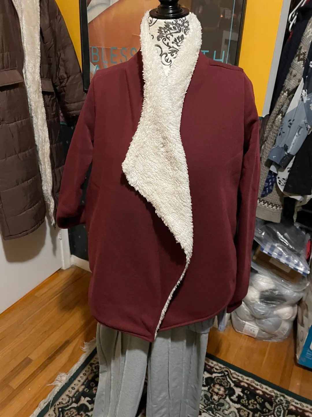 Burgundy Sherpa Jacket image indicator(2)