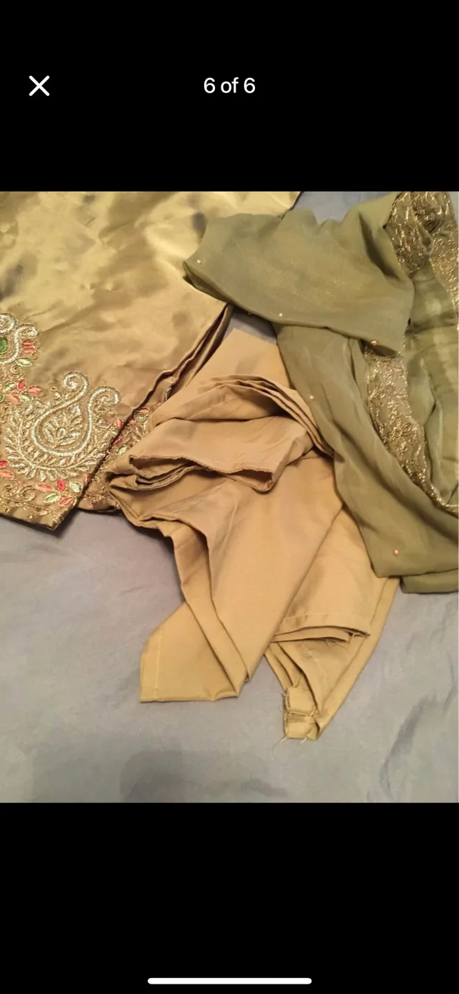 Brand new Green and Gold Embroidered Salwar Kameez image indicator(5)