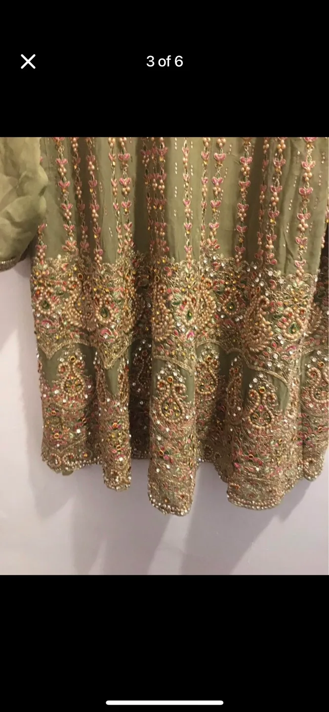 Brand new Green and Gold Embroidered Salwar Kameez image indicator(3)