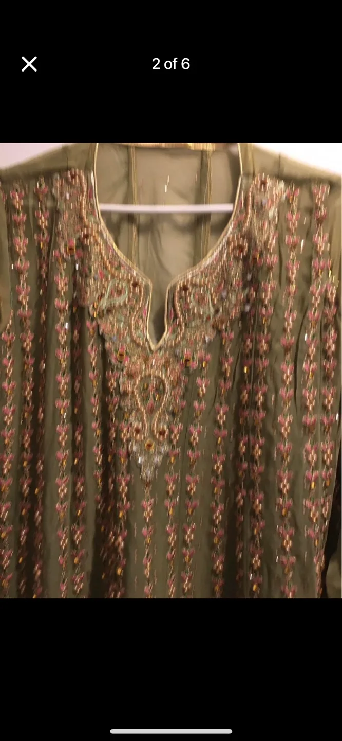 Brand new Green and Gold Embroidered Salwar Kameez image indicator(2)