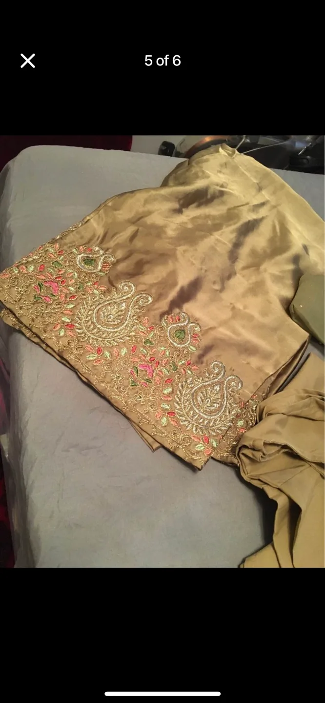 Brand new Green and Gold Embroidered Salwar Kameez image indicator(4)