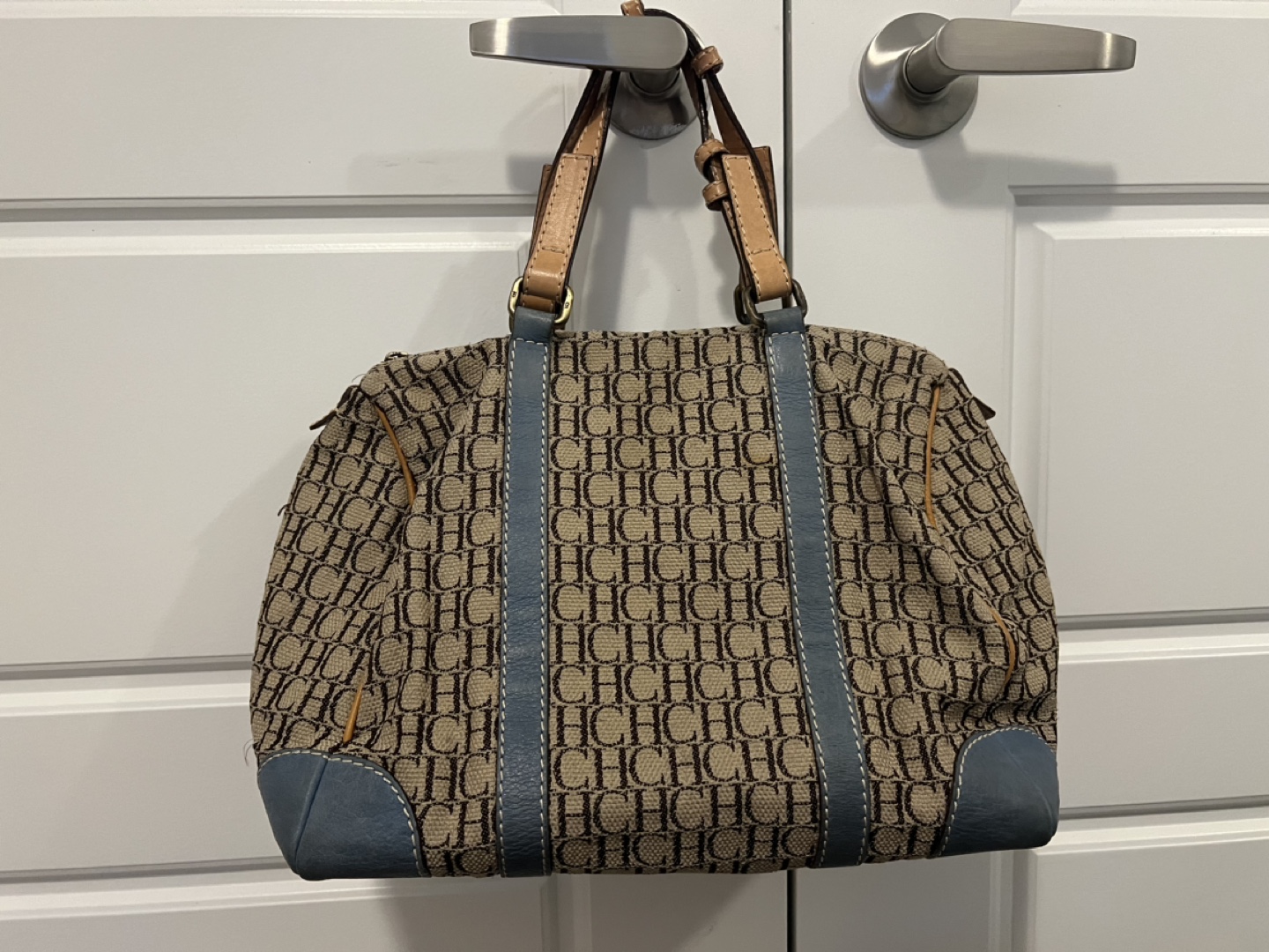 C&H Brown & Blue Signature Pattern Handbag