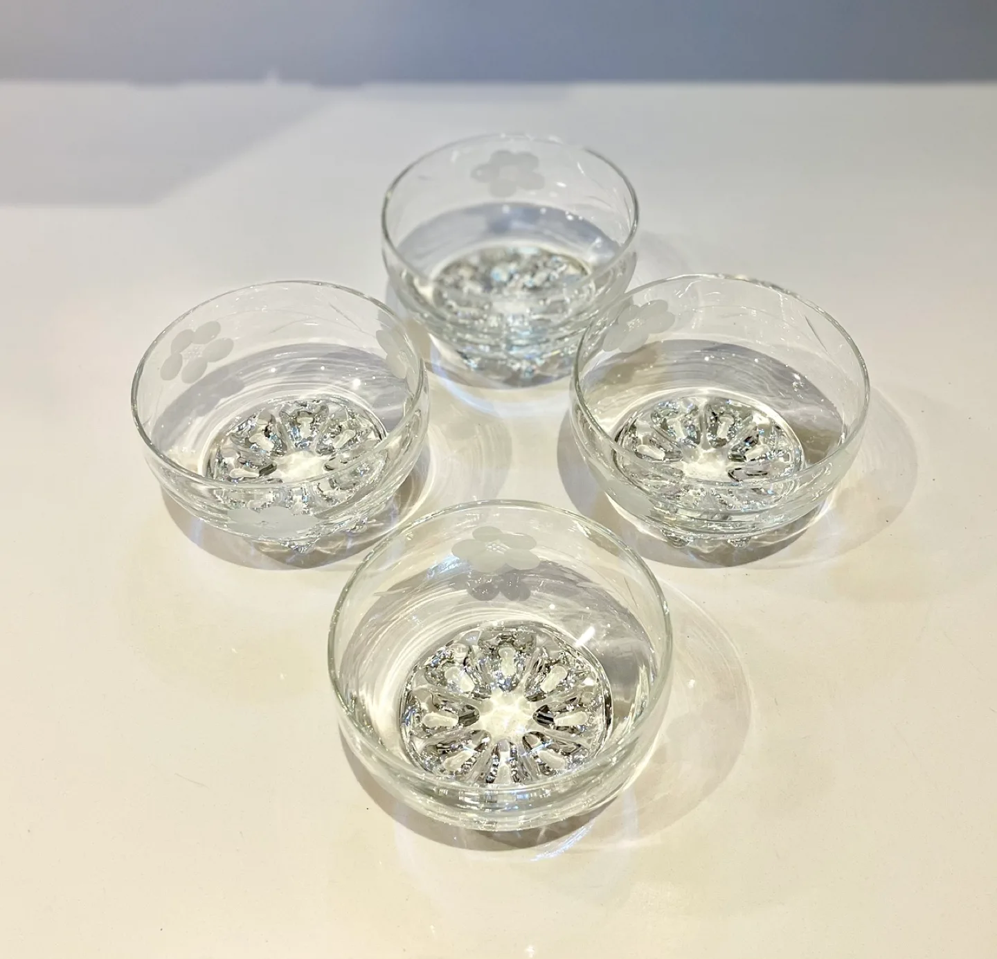 Set of  10 Vintage Glass Serving Bowls with Silver Trays image indicator(7)