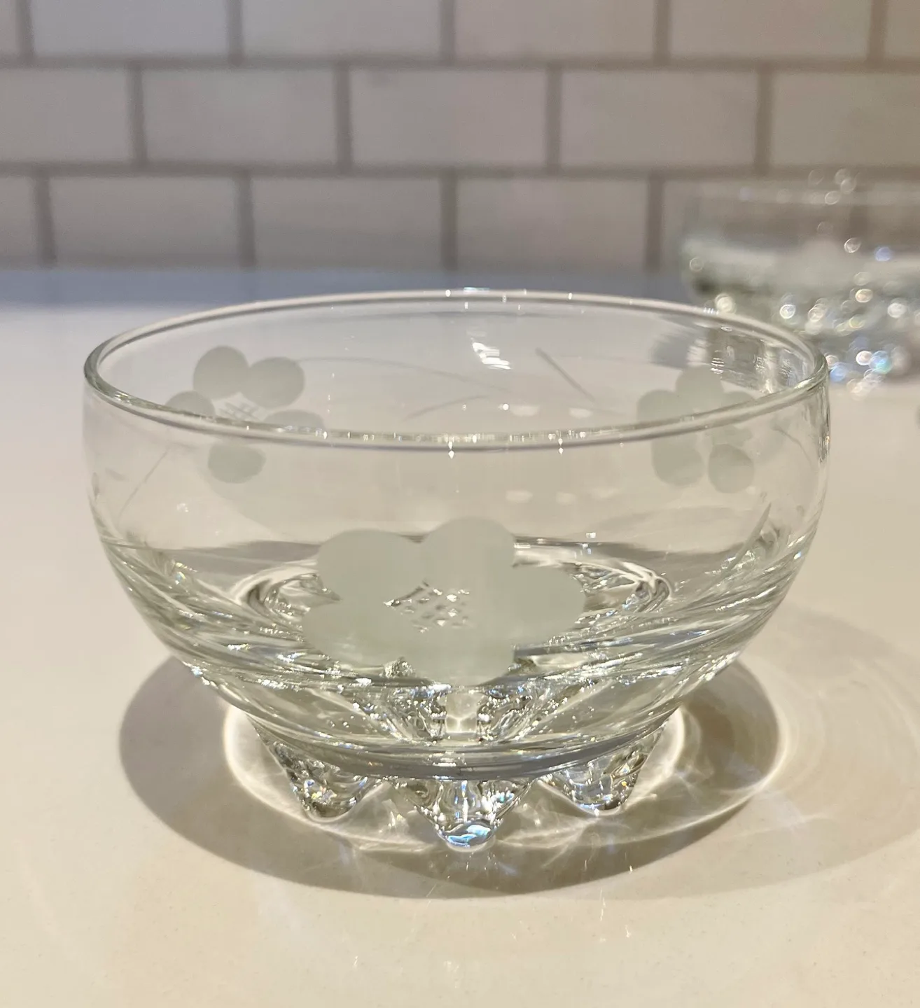 Set of  10 Vintage Glass Serving Bowls with Silver Trays image indicator(8)