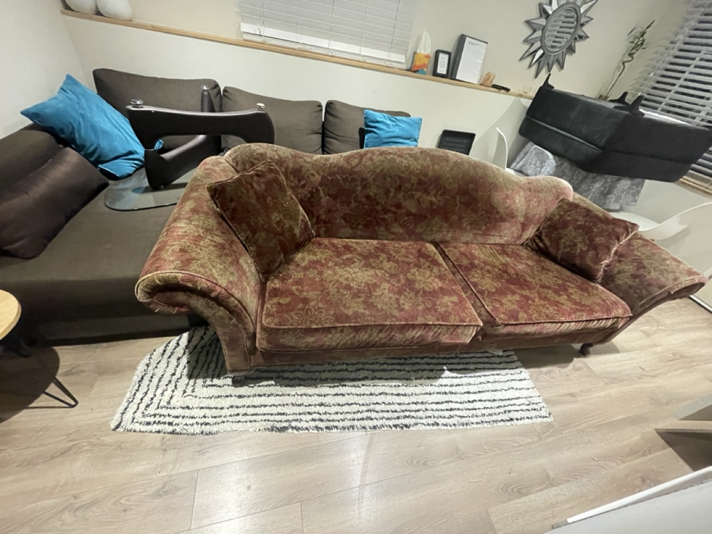 Vintage Burgundy Velvet Sofa