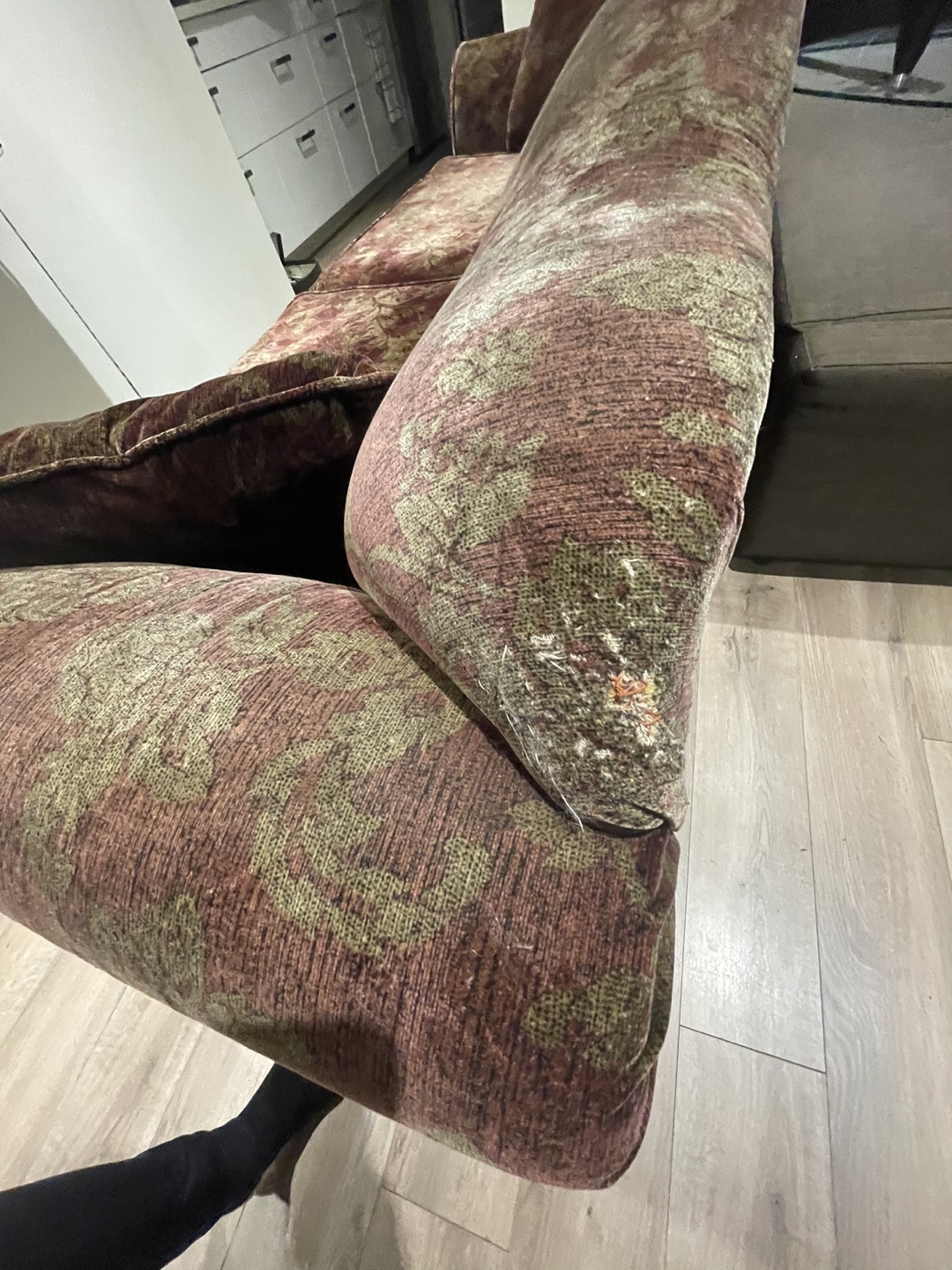 Vintage Burgundy Velvet Sofa - photo 3