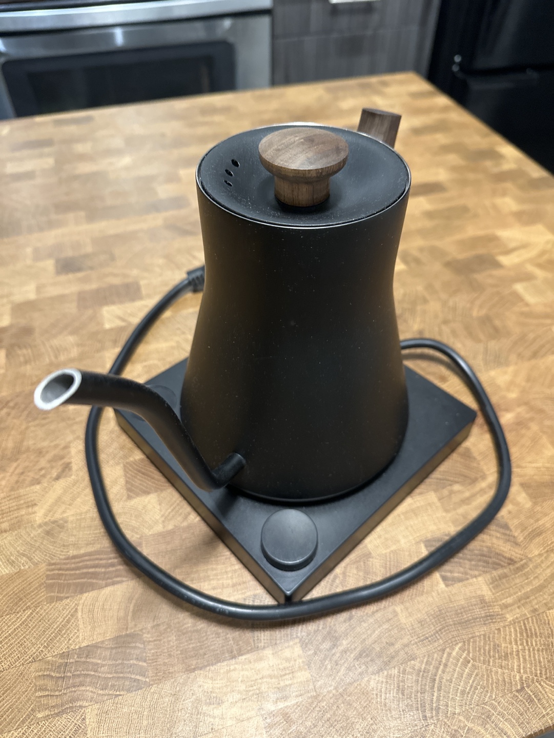 Fellow Stagg EKG Electric Kettle in Matte Black with Walnut