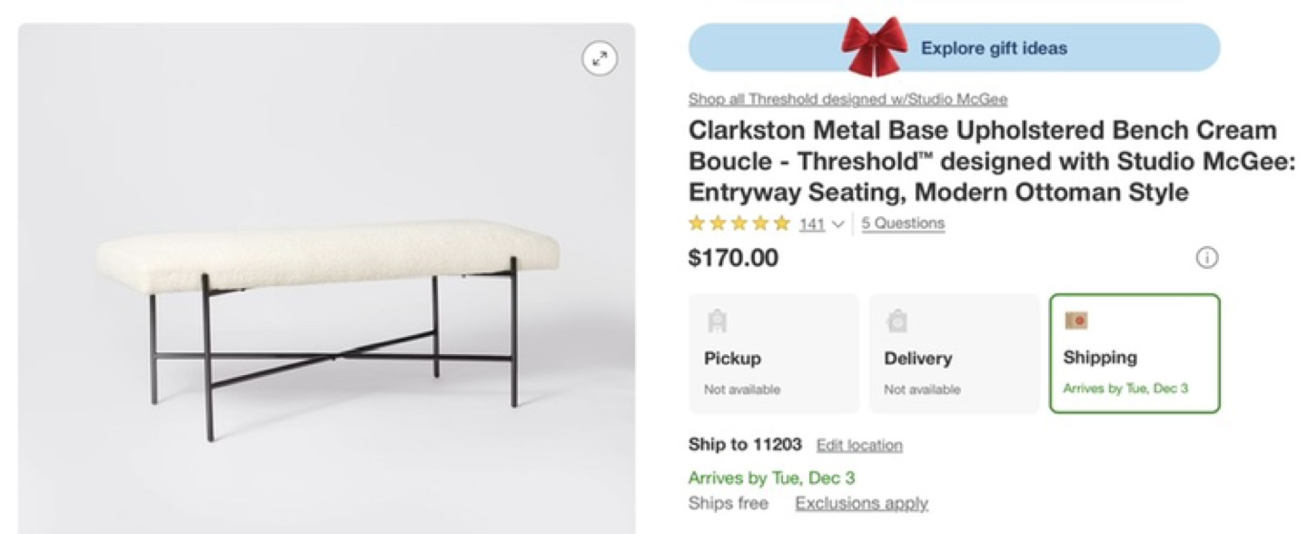 Threshold Upholstered Bench - photo 3