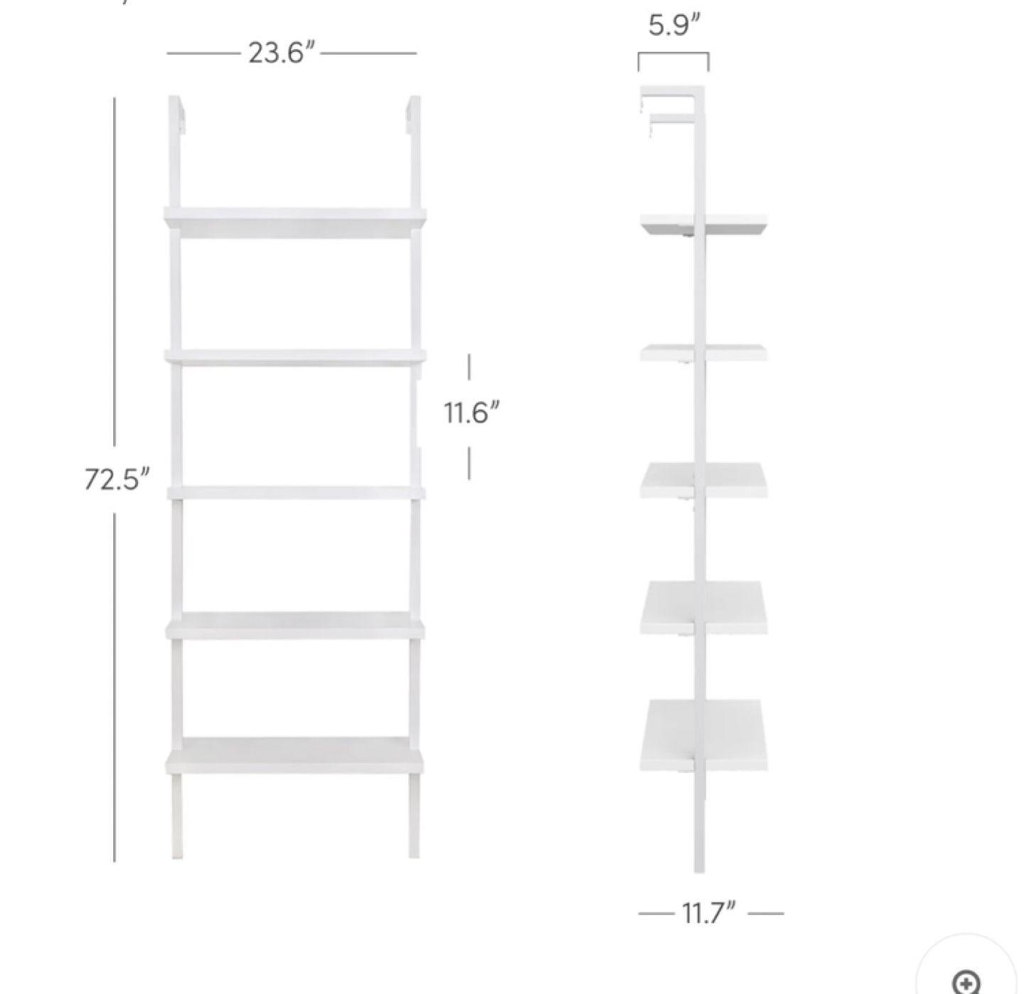 5-Shelf Ladder Bookshelf White - photo 3