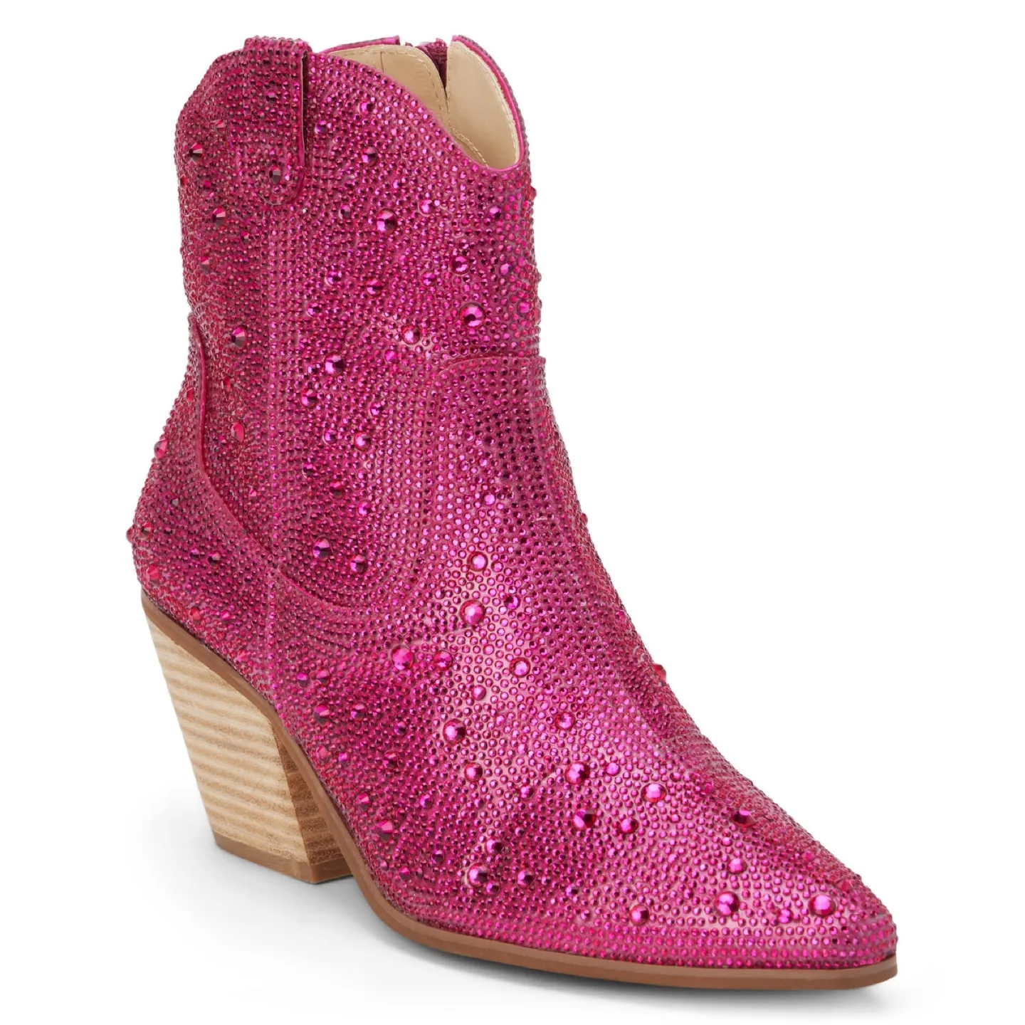 Women’s rhinestone cowboy style heeled boots sz 9 (pink) image indicator(3)