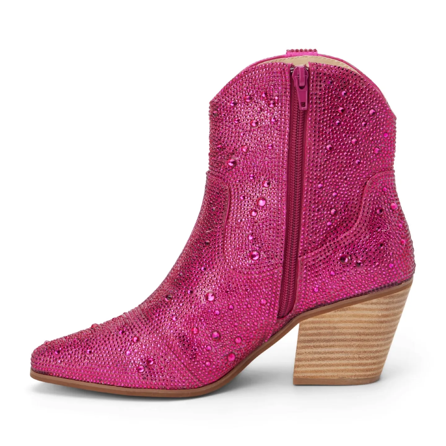 Women’s rhinestone cowboy style heeled boots sz 9 (pink) image indicator(2)