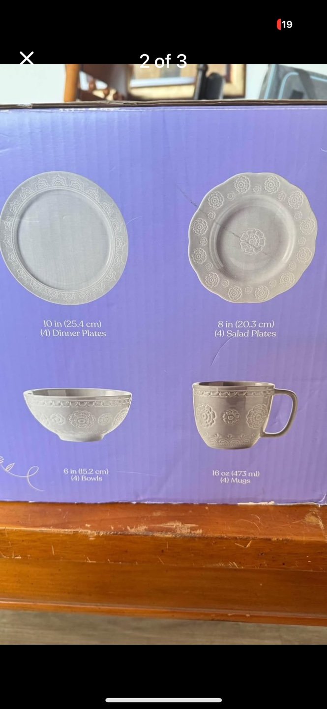 Wild Sage Sana Medallion Grey 16-Piece Dinnerware Set - photo 2